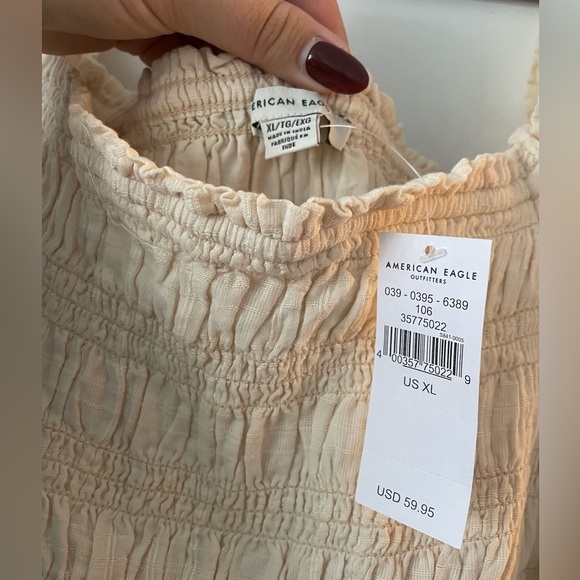 AE cream smocked mini dress XL - Picture 2 of 2